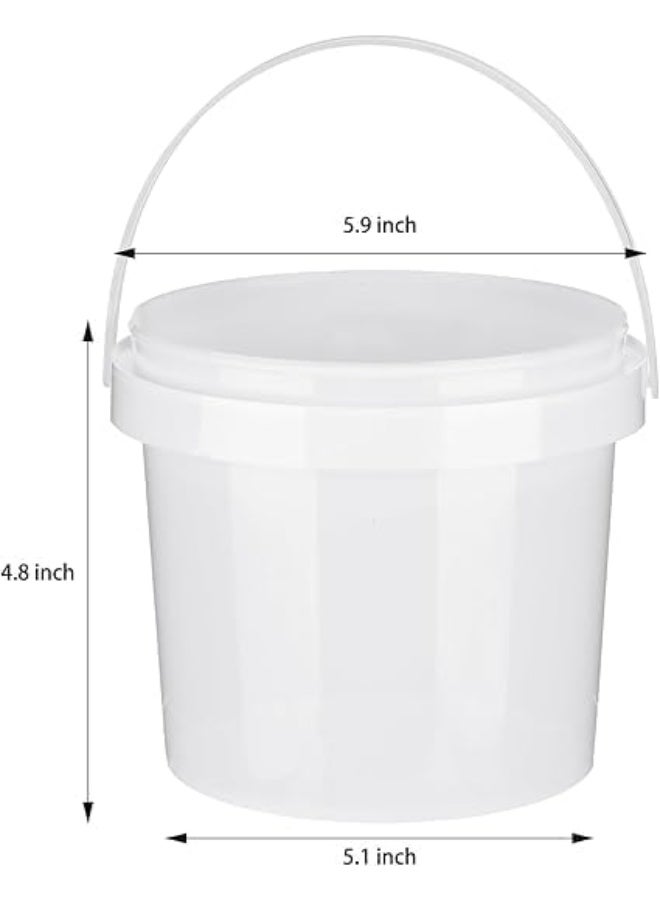 .White plastic bucket with handle and durable lid, suitable for all purposes including food storage, watercolors, turkeys, art projects, and garage organization. 10L - Image 2
